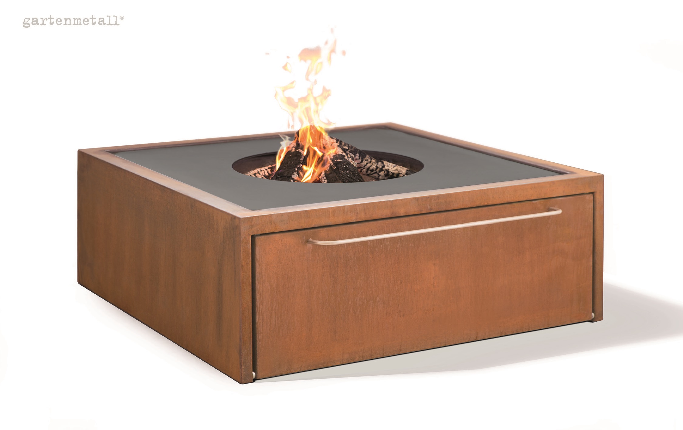 Fireplace TROJA SQUARE 1520 with grill ring and side door