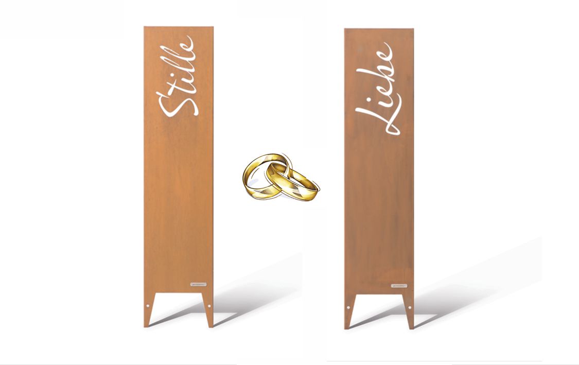 Motif stela CORA "SILENCE" and "LOVE" as a set