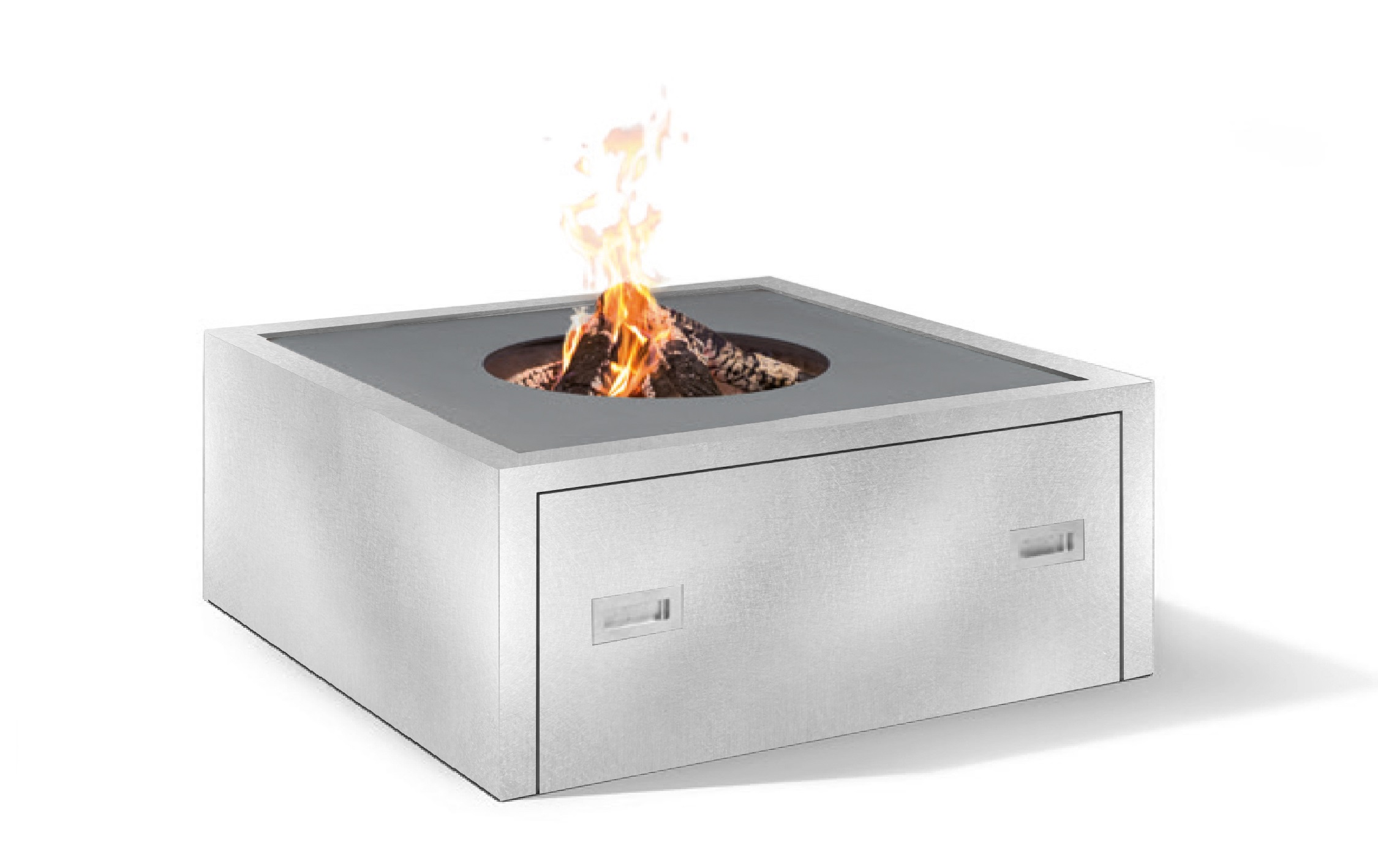 Fireplace TROJA SQUARE 1520 with grill ring and side door