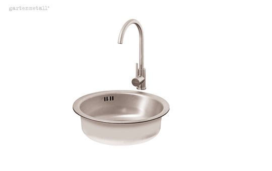 Stainless steel built-in sink and tap