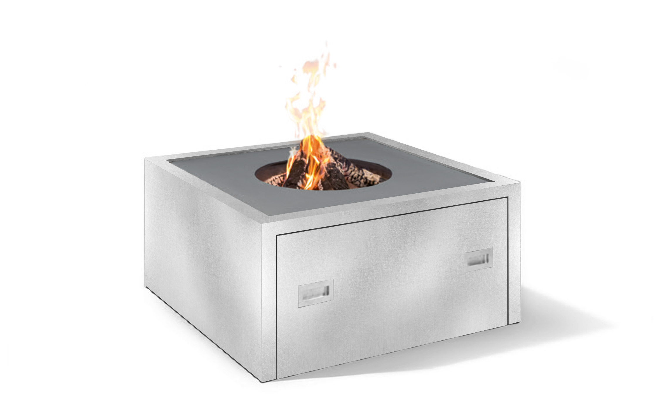 Fireplace TROJA SQUARE 1020 with grill ring and side door