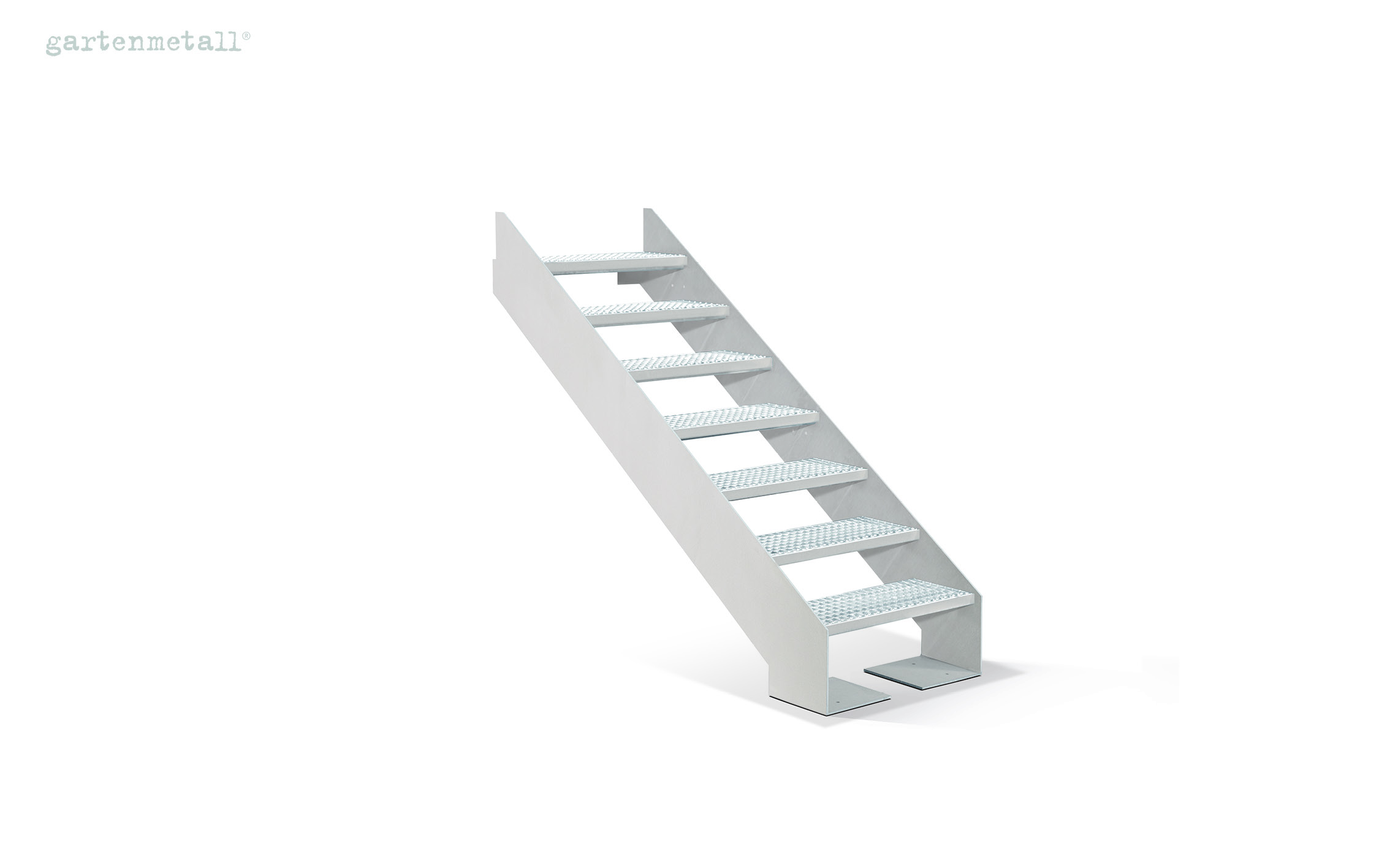 Stringer staircase WANGA 1000 with hot-dip galvanised grating 6 steps