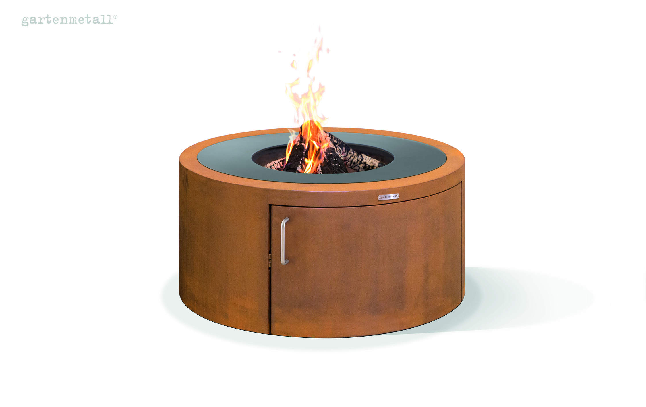 Fireplace TROJA ROUND ø1070 with grill ring and side door