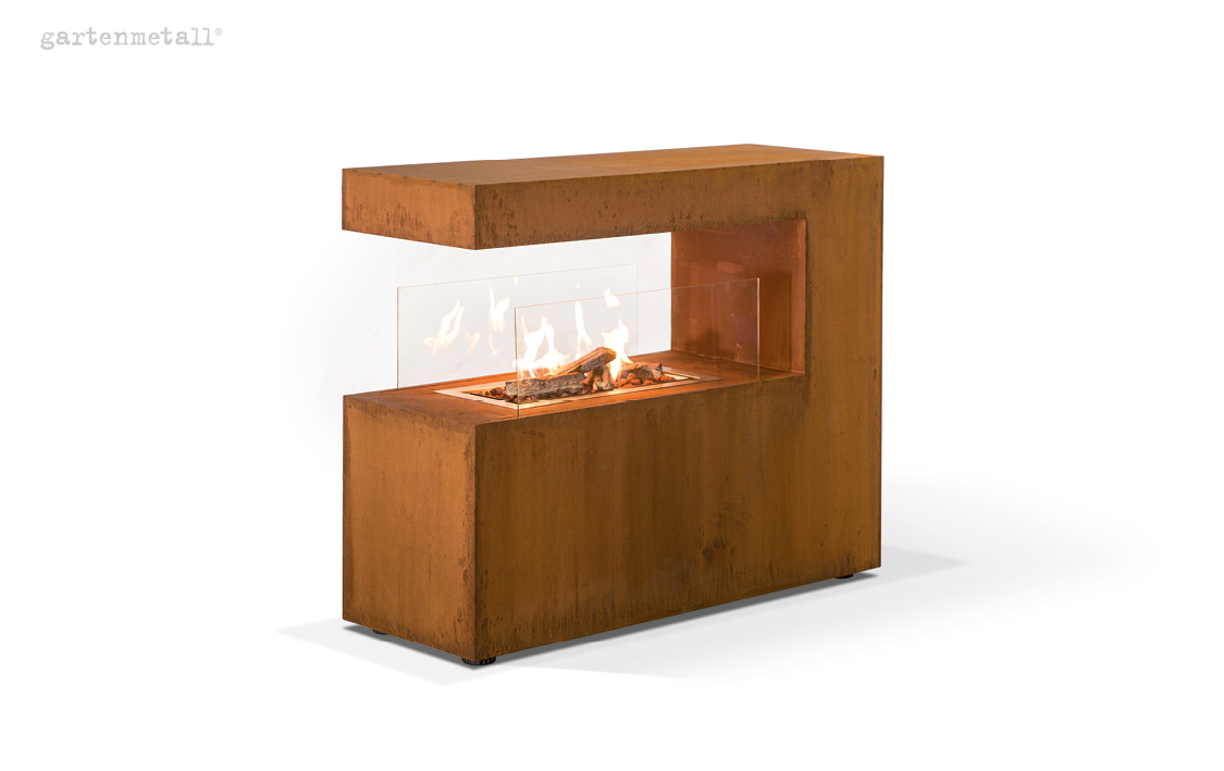 Electric fireplace NEMEA with 2 glass panels, open body