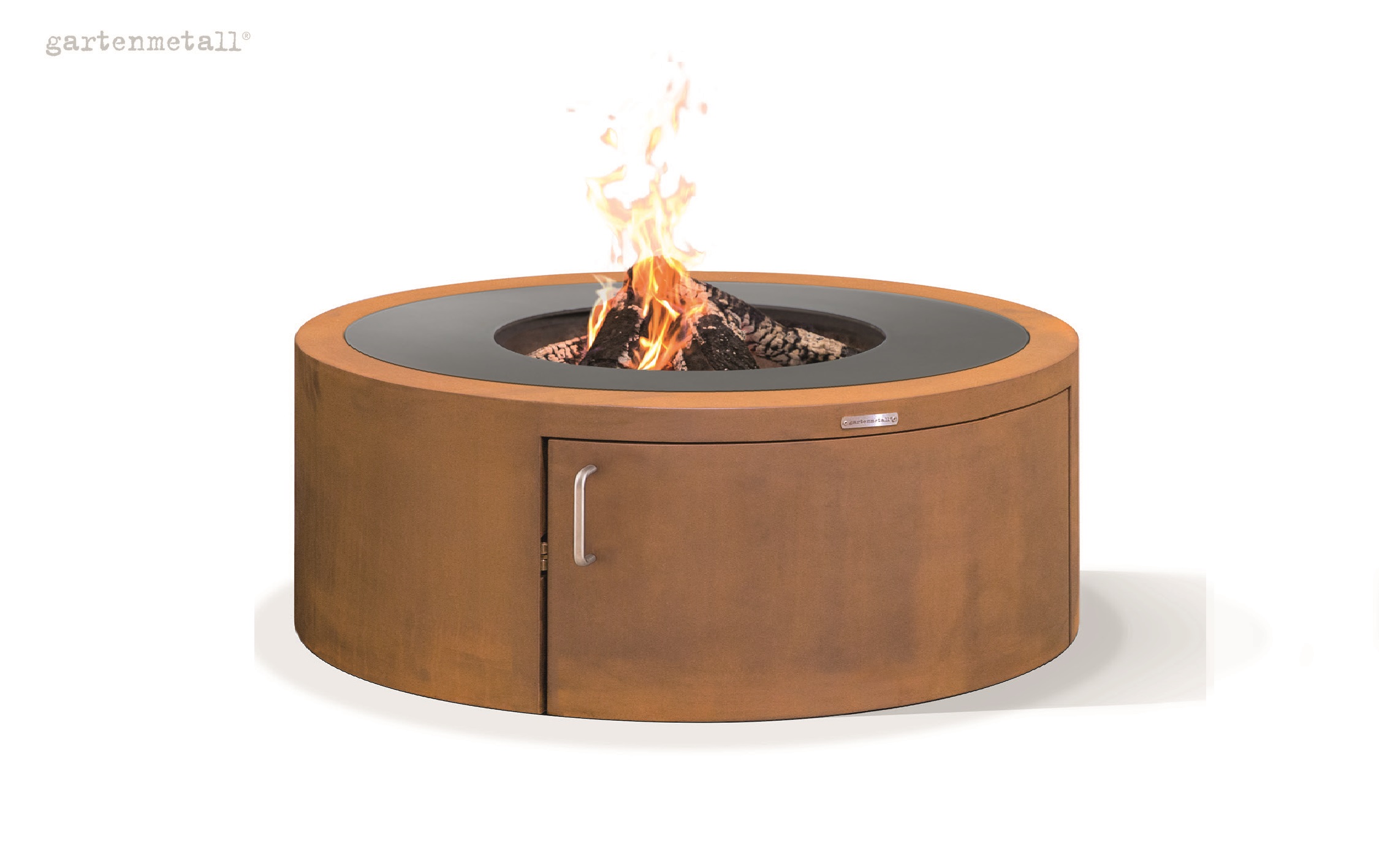 Fireplace TROJA ROUND ø1570 with grill ring and side door