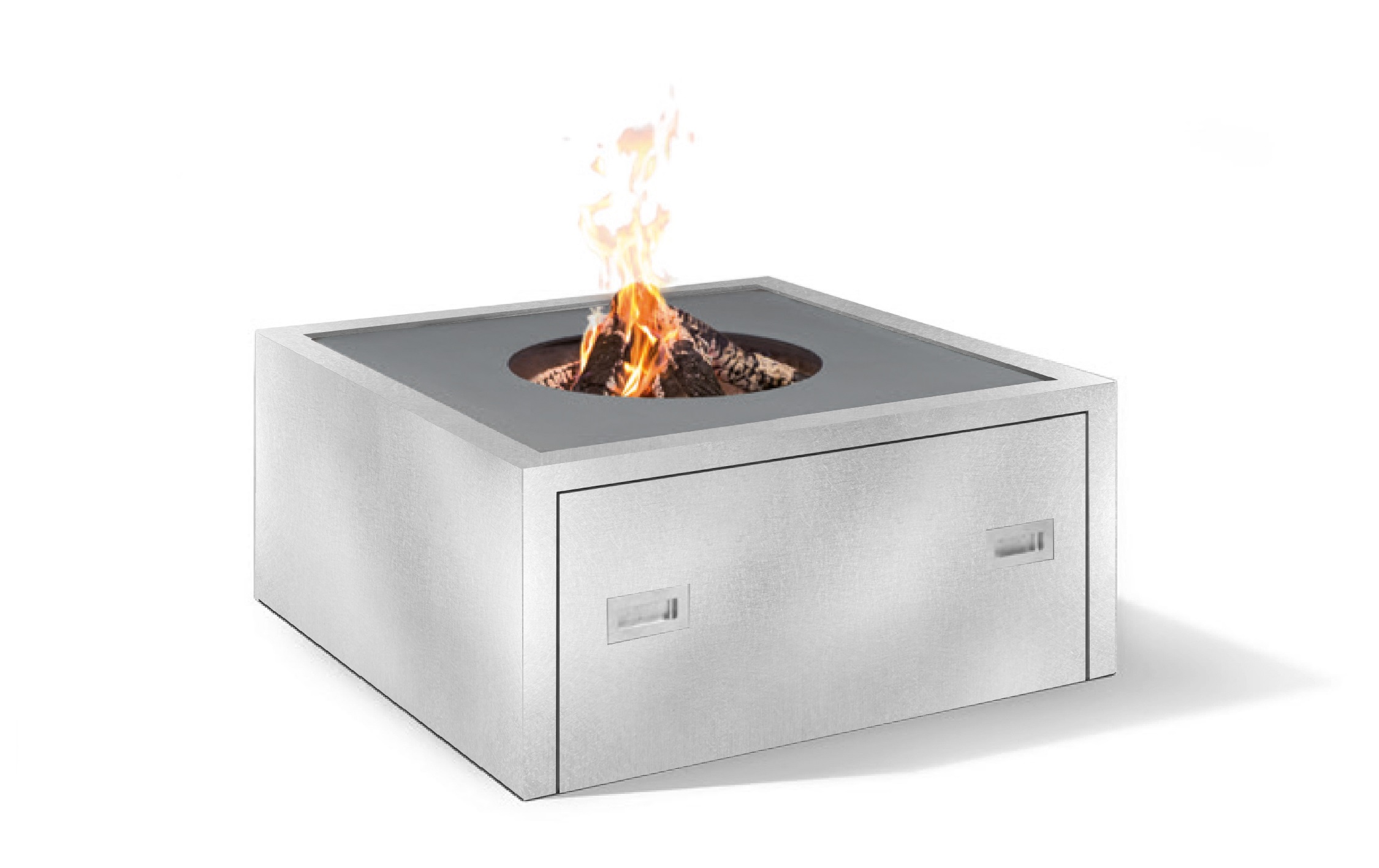 Fireplace TROJA SQUARE 1320 with grill ring and side door