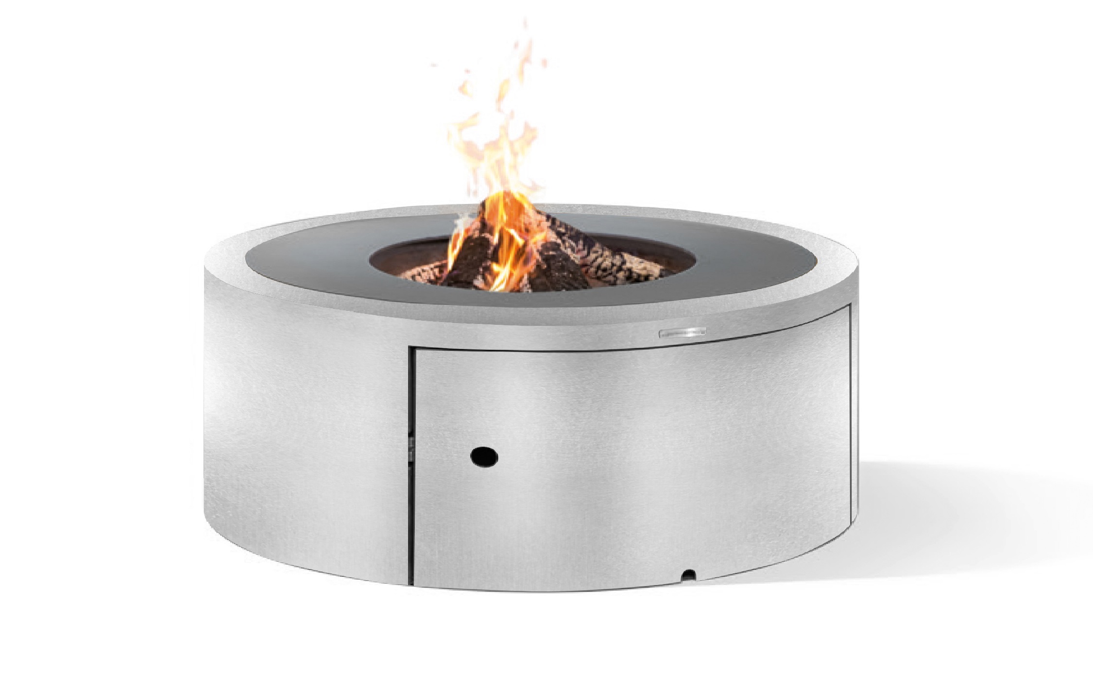 Fireplace TROJA ROUND 1570 with grill ring and side door
