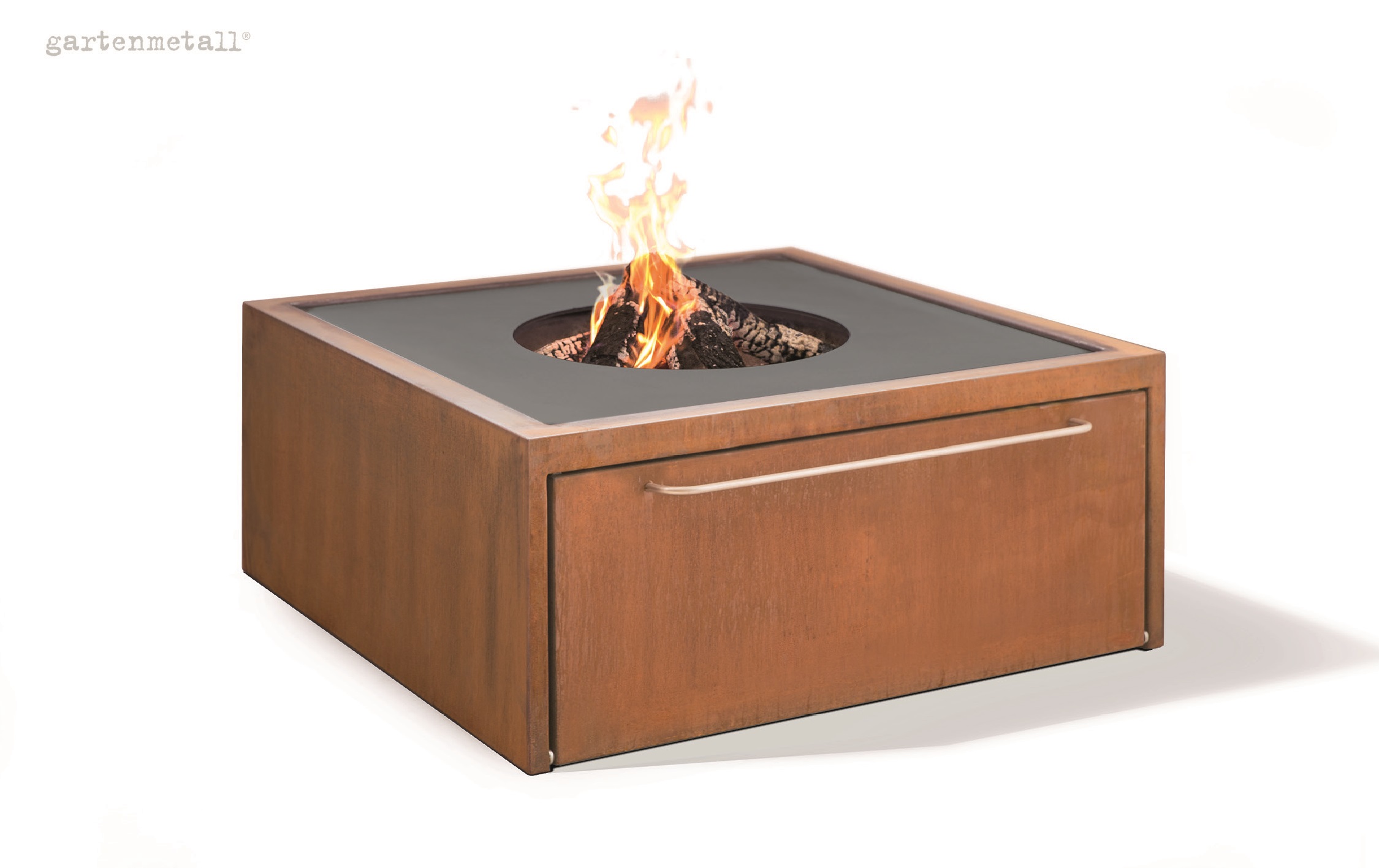 Fireplace TROJA SQUARE 1320 with grill ring and side door
